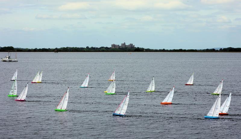 2026 IOM Worlds at Datchet Water Day 4 - The fleet upwind in front of Windsor Castle photo copyright Mark Jardine taken at Datchet Water Sailing Club and featuring the One Metre class