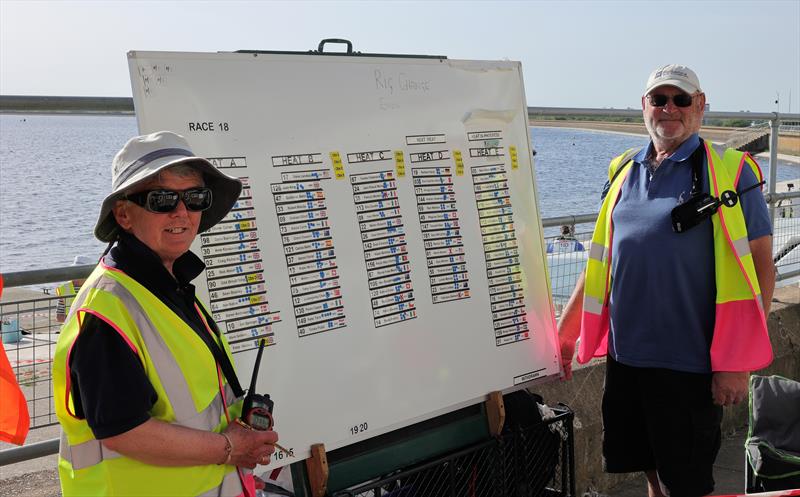 2026 IOM Worlds at Datchet Water Day 5 - Judith and Jim at the heats board - photo © Mark Jardine