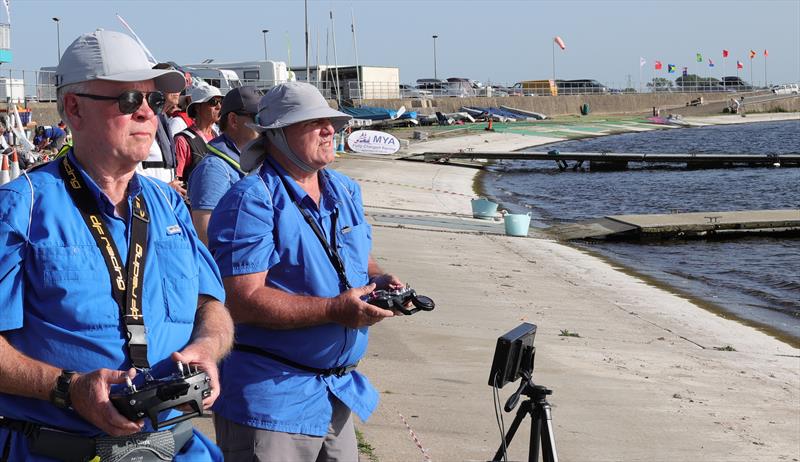2026 IOM Worlds at Datchet Water Day 5 - Baron Bremer (right) with the countdown display - photo © Mark Jardine