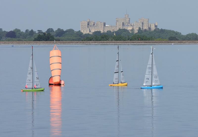 2026 IOM Worlds at Datchet Water Day 6 - ITA 130, ITA 14, SWE 50 go for a practice sail in the light winds - photo © Mark Jardine