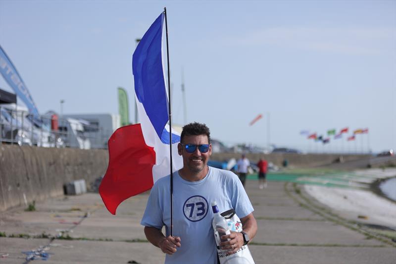 2026 IOM Worlds at Datchet Water - Alexis Carre with the French flag - photo © Mark Jardine