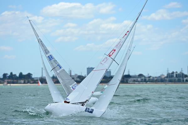 Damien Seguin on day 4 of ISAF Sailing World Cup Melbourne photo copyright Sport the library / Jeff Crow taken at Royal Melbourne Yacht Squadron and featuring the 2.4m class