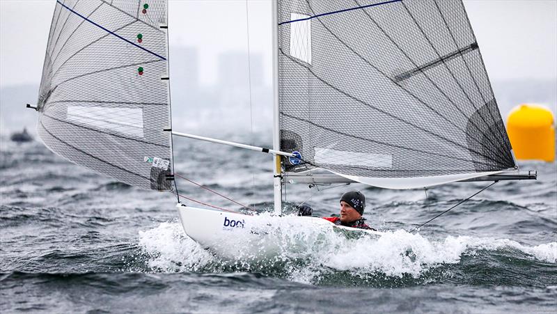 Matt Bugg on day 3 of the Para World Sailing Championships in Kiel photo copyright Christian Beeck / www.segel-bilder.de taken at Kieler Yacht Club and featuring the 2.4m class