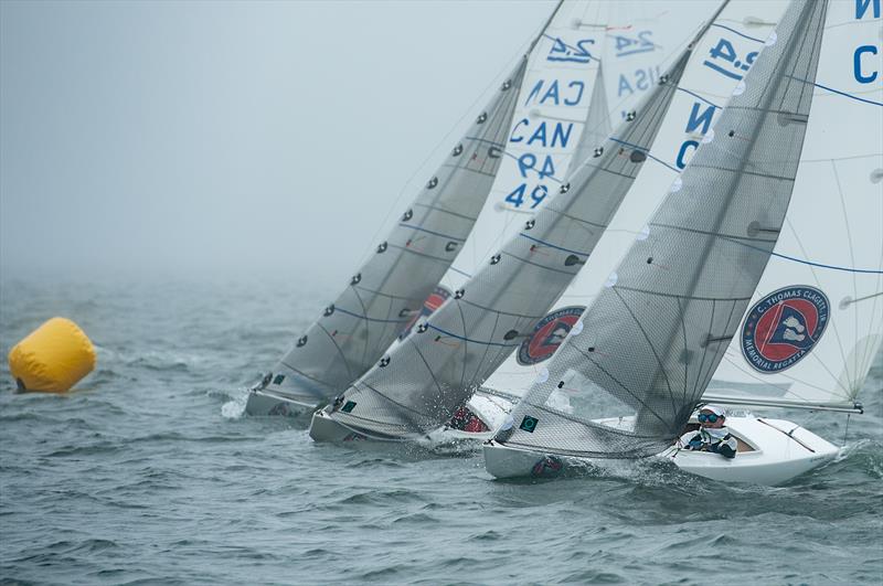 Three Clagett Boat Grant 2.4mR boats racing in Newport at The Clagett 2019 photo copyright Clagett Regatta / Andes Visual-Ro Fernandez taken at Sail Newport and featuring the 2.4m class