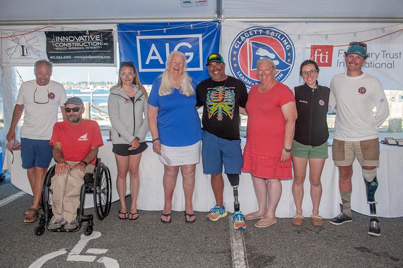 Team Clagett L-R Peter Eager, Charlie Rosenfield, Delani Hulme-Lawrence, Judy McLennan, Julio Reguero, Stephanie McLennan, Sara Darcy Klik, Chris Childers - 20th Anniversary C. Thomas Clagett, Jr. Memorial Clinic and Regatta - photo © Clagett Sailing- Andes Visual