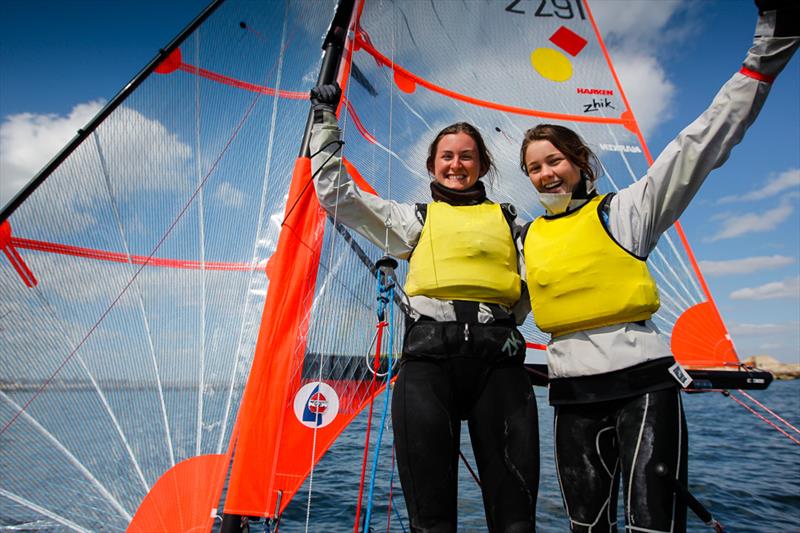 Ruth Allan and Alice Masterman win the girl's 29er title at the RYA Youth National Championships photo copyright Paul Wyeth / RYA taken at Weymouth & Portland Sailing Academy and featuring the 29er class