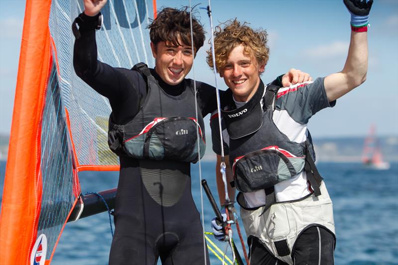 Owen Bowerman and Morgan Peach win the boy's 29er title at the RYA Youth National Championships photo copyright Paul Wyeth / RYA taken at Weymouth & Portland Sailing Academy and featuring the 29er class