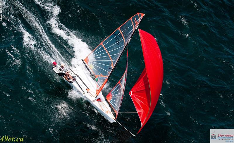 Ryan & Andrew Wood (CAN) on day 4 of the 29er Worlds at Lake Ontario photo copyright Luka Bartulovic taken at  and featuring the 29er class