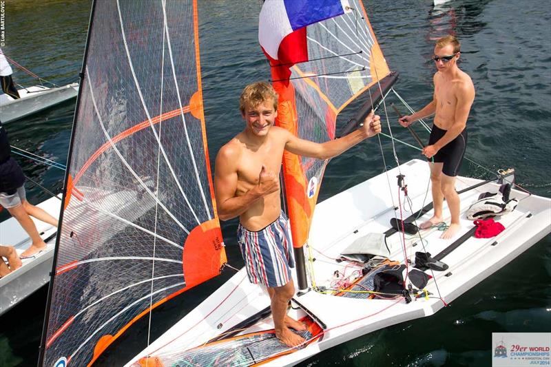 Brice Yrieix & Loic Ficher-Guillou (FRA) finish 2nd at the 29er Worlds at Lake Ontario photo copyright Luka Bartulovic taken at  and featuring the 29er class