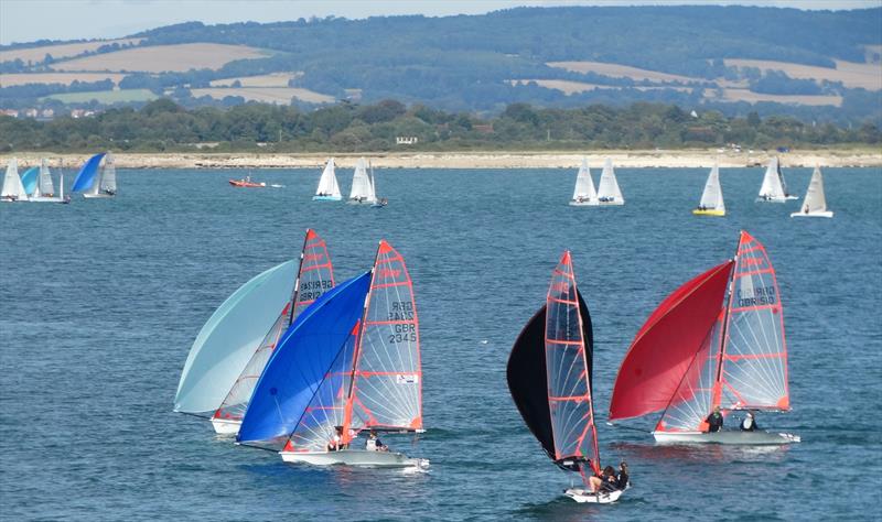 Close racing for the 29ers during Chichester Harbour Race Week photo copyright Liz Sagues taken at Hayling Island Sailing Club and featuring the 29er class