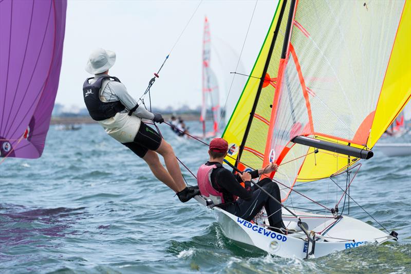 Crisp & King on day 2 of the Yachting NSW Youth Championships photo copyright Robin Evans taken at Georges River 16ft Skiff Sailing Club  and featuring the 29er class
