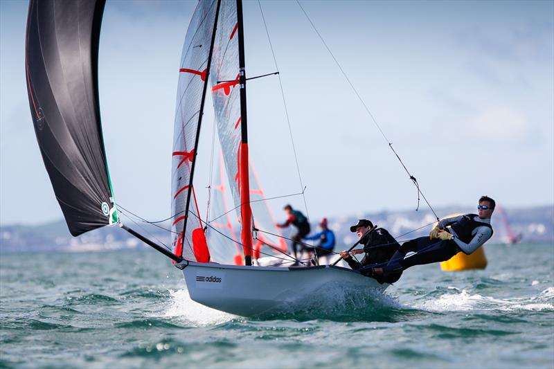 Crispin Beaumont and Tom Darling on day 2 of the RYA Youth National Championships photo copyright Paul Wyeth / RYA taken at Plas Heli Welsh National Sailing Academy and featuring the 29er class