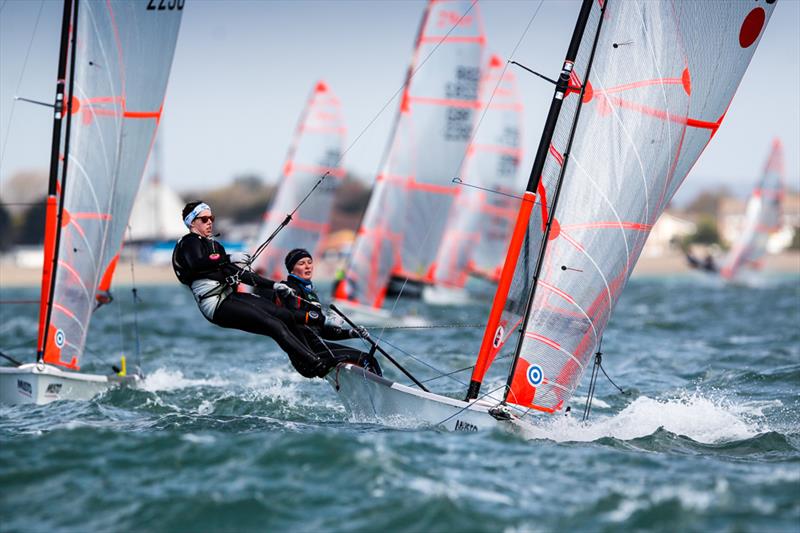 Bella Fellows and Anna Sturrock on day 3 of the RYA Youth Nationals photo copyright Paul Wyeth / RYA taken at Hayling Island Sailing Club and featuring the 29er class