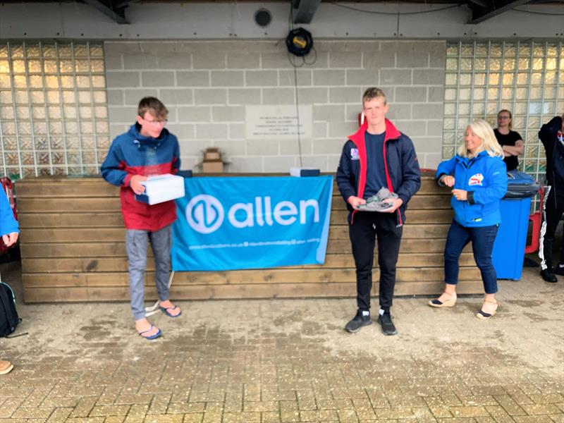 Leo Wilkinson and Sam Jones win the Allen 29er Grand Prix at the WPNSA photo copyright 29er UK taken at Weymouth & Portland Sailing Academy and featuring the 29er class