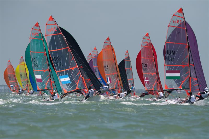 Mens 29er - Day 3 of the Youth Sailing World Championships in Corpus Christi, Texas photo copyright Jen Edney / World Sailing taken at  and featuring the 29er class