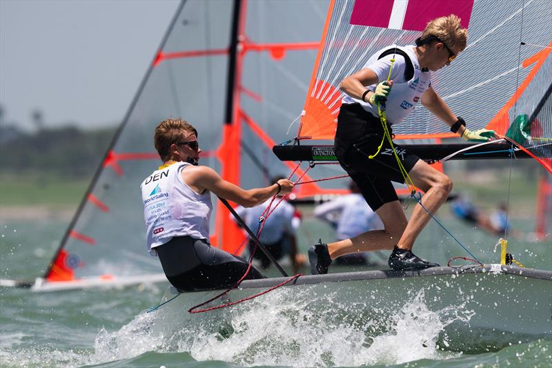 Mens 29er - Day 3 of the Youth Sailing World Championships in Corpus Christi, Texas photo copyright Jen Edney / World Sailing taken at  and featuring the 29er class