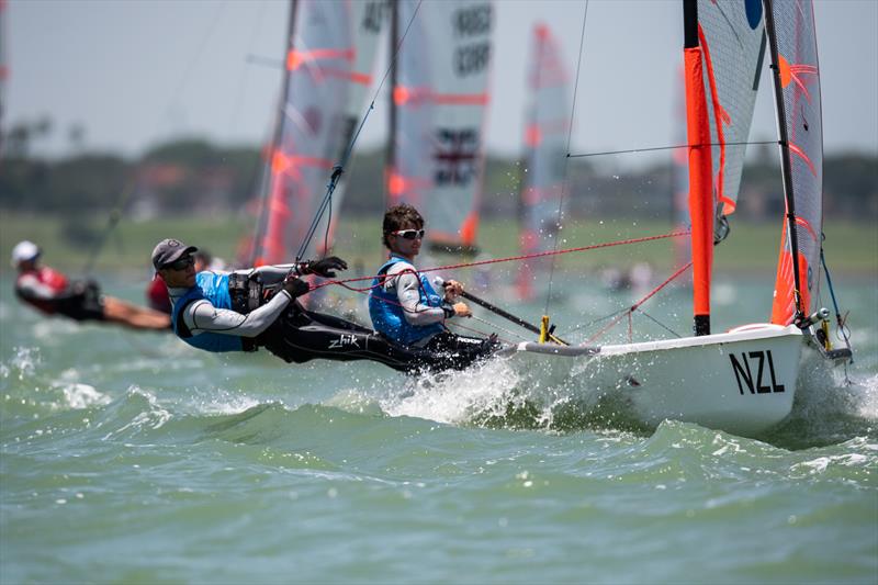 NZL tied for first place but lost on a tiebreaker - Youth Sailing World Championships  - Final Day, Corpus Christi, Texas, USA photo copyright Jen Edney / World Sailing taken at  and featuring the 29er class
