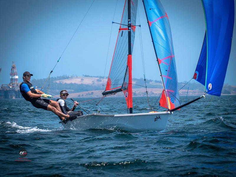 Zhik 29er champions Archie Cropley and Max Paul - 2019 Zhik 9er Australian Championship photo copyright Hartas Productions taken at Royal Yacht Club of Tasmania and featuring the 29er class