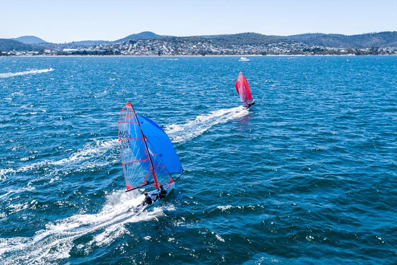 2019 Australian Youth Championships 29ers photo copyright Beau Outteridge taken at Royal Yacht Club of Tasmania and featuring the 29er class