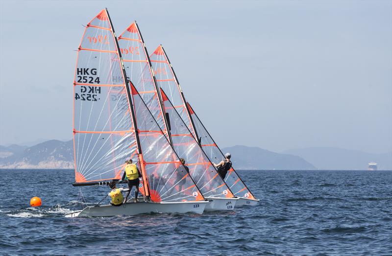 29er line up. Hong Kong Raceweek 2019 photo copyright RHKYC / Guy Nowell taken at Royal Hong Kong Yacht Club and featuring the 29er class