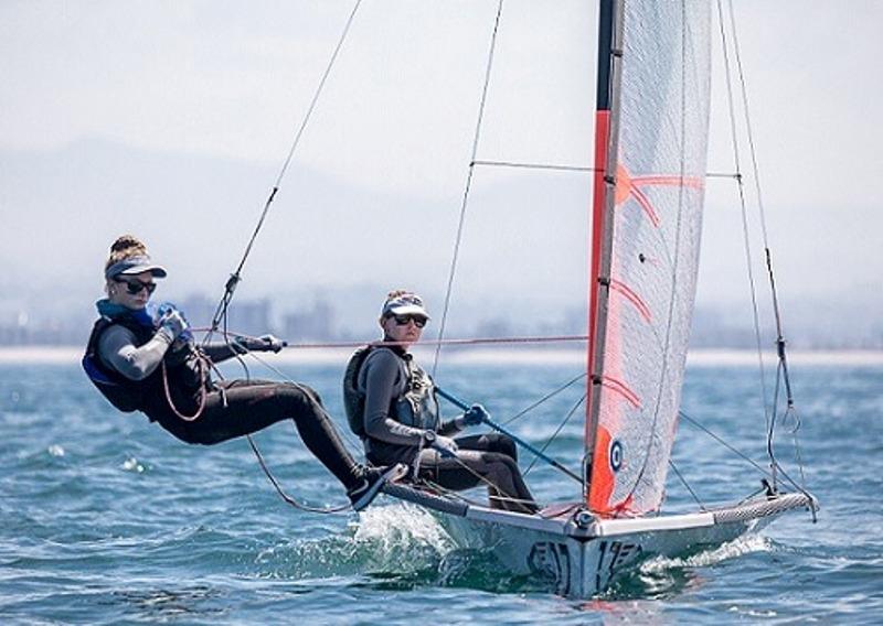 Svenja Leonard (Carpinteria, Fla.) and Adra Ivancich (Manhattan Beach, Calif.) earn 29er Title - U.S. Junior Women's Doublehanded Championship 2019 photo copyright Cynthia Sinclair taken at San Diego Yacht Club and featuring the 29er class