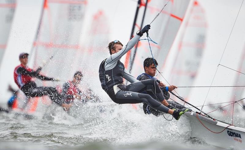 Kiwi 29er crews in action at the Worlds in Gdynia - July 2019 - photo © Robert Hajduk / <a target=