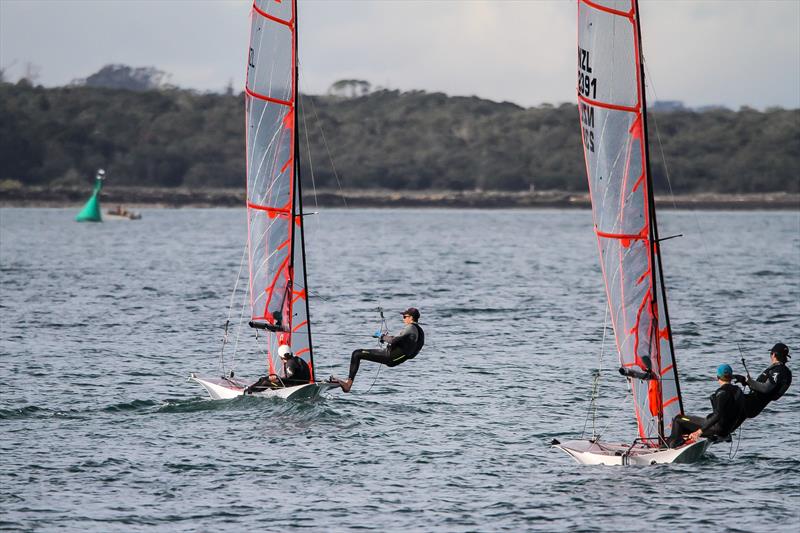 29er class holding sprint racing at Wakatere BC - Narrow Neck - June 2020 photo copyright Richard Gladwell / Sail-World.com taken at Wakatere Boating Club and featuring the 29er class