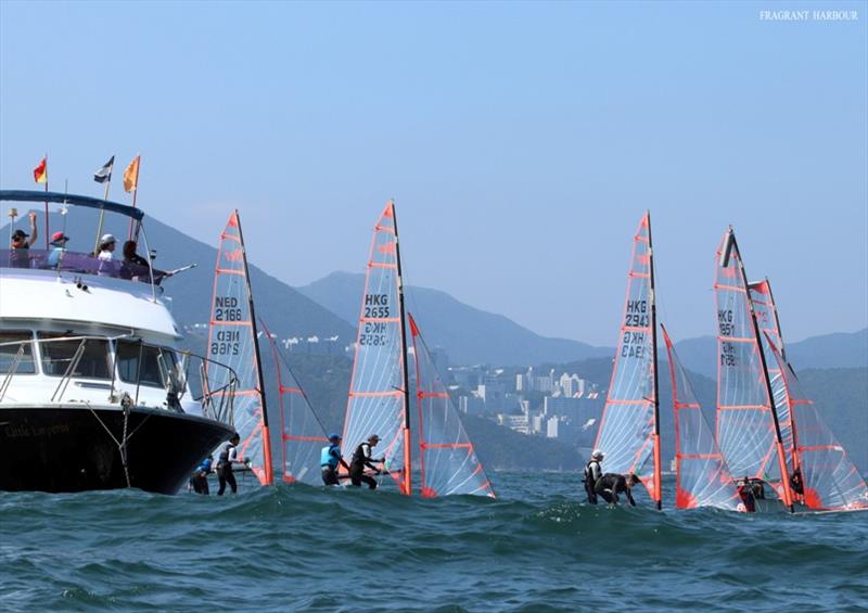 29ers on the start line - Open Dinghy Regatta, Day 1 photo copyright Fragrant Harbour taken at Hebe Haven Yacht Club and featuring the 29er class