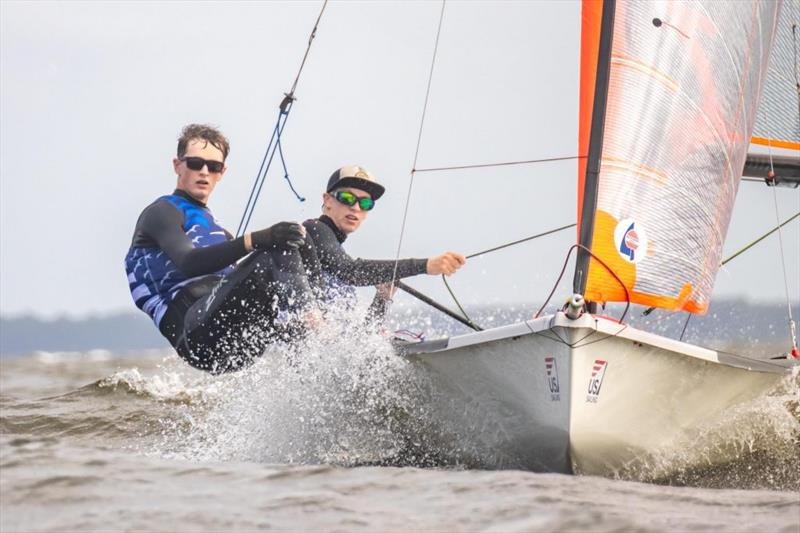 Ian Nyenhuis and Noah Nyenhuis (San Diego YC) lead the 29er fleet after 2 days of racing at the U.S. Youth Sailing Championships photo copyright Matt Flanagan McCotter taken at  and featuring the 29er class