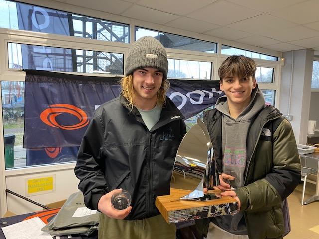 Olly Peters and Ben Bradley win the Typhoon 29er Winter Championship at Grafham Water - photo © Rachael Jenkins
