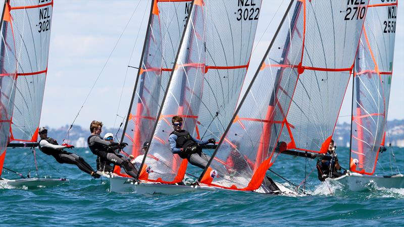 29er start - Oceanbridge NZL Sailing Regatta - Takapuna BC February 18, photo copyright Richard Gladwell / Sail-World.com / nz taken at Takapuna Boating Club and featuring the 29er class