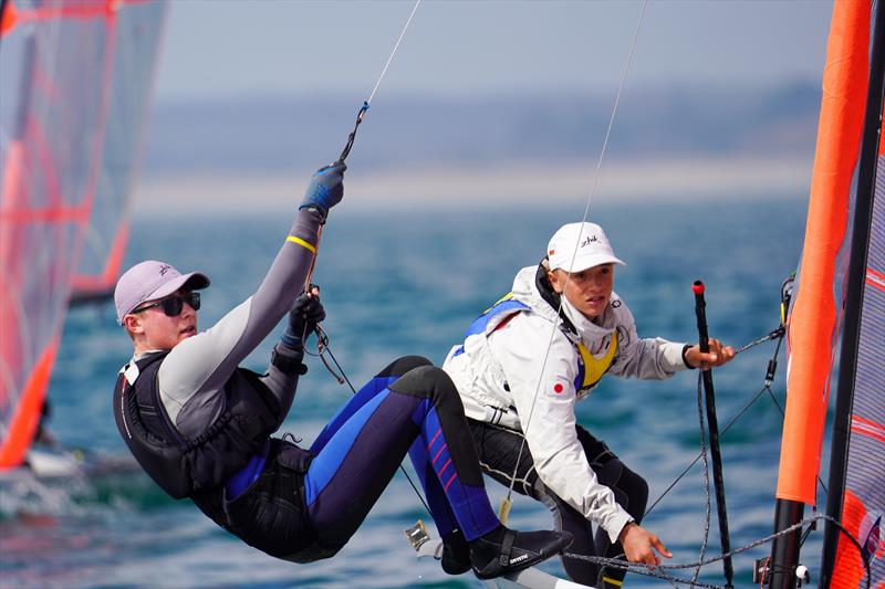 Santi Sesto Cosby and Leo Wilkinson 29er RYA Youth Champions in the 2022 RYA Youth Nationals in Pwllheli photo copyright Richard Aspland / RYA taken at Plas Heli Welsh National Sailing Academy and featuring the 29er class