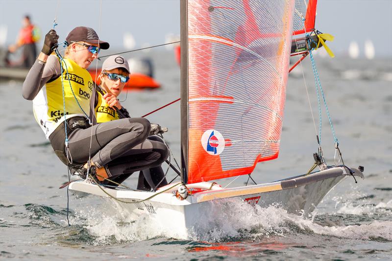 Remain number one by far within the strong 29er Euro Cup fleet in Kiel: Lee Rush and Sebastian Menzies from New Zealand. - photo © ChristianBeeck.de / Kieler Woche