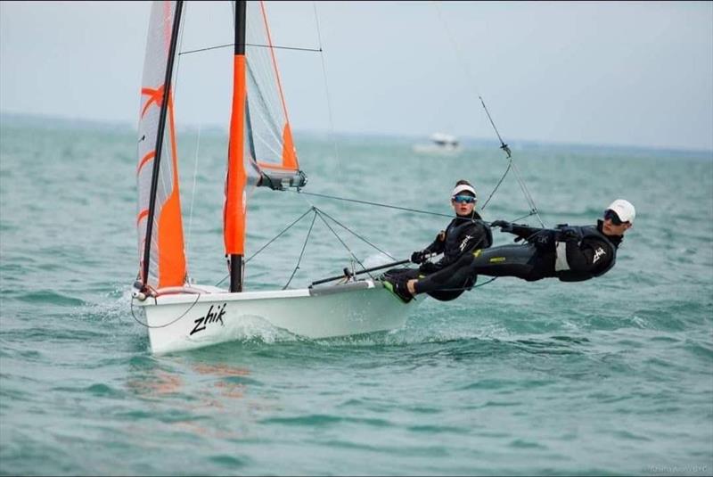 Irish sibling teammates Clementine and Nathan Van Steenberge photo copyright International 29er Class taken at  and featuring the 29er class