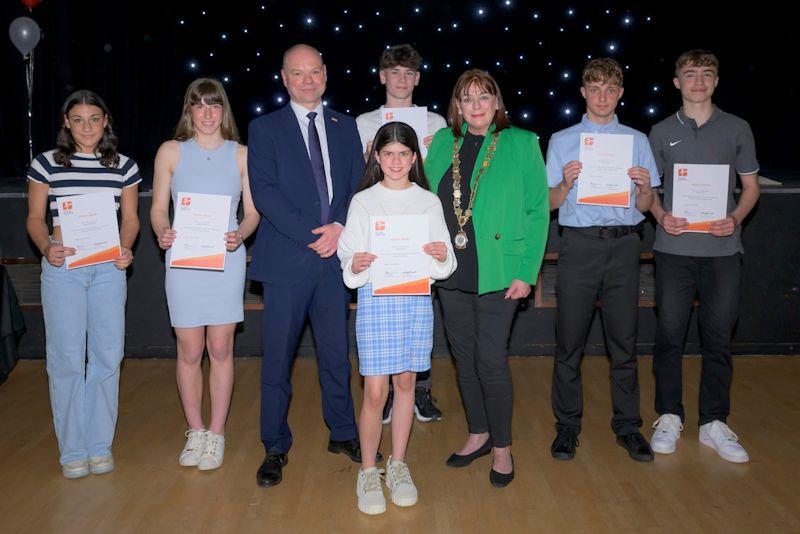 DWSC sailor Jess Powell (second left) receives her extension of GLL sponsorship for another year - Rugby Sports Awards 2022 - photo © Rugby Sport and Leisure