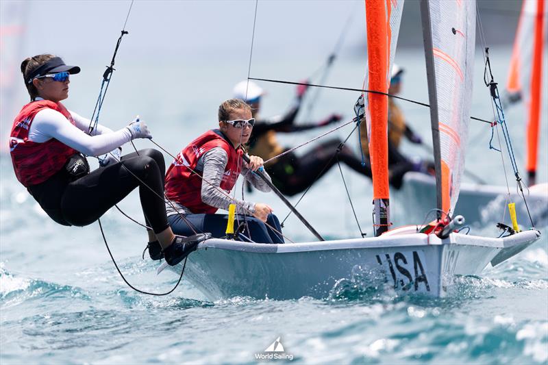 USA's Laura Hamilton & Carolina Zager during the 2023 Youth Sailing World Championships photo copyright Gabriel Heusi / World Sailing taken at  and featuring the 29er class