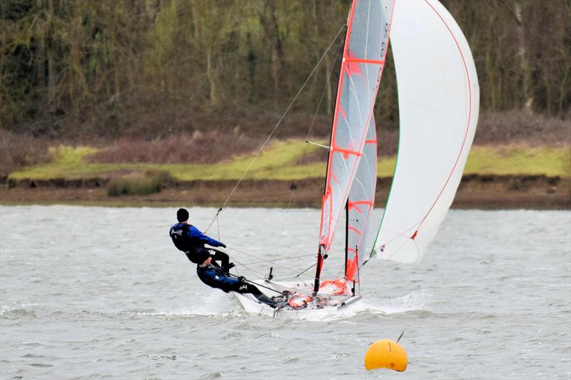 Daniel Hebditch and Seb Robb during the Icicle Series at Bough Beech photo copyright James Maynard taken at Bough Beech Sailing Club and featuring the 29er class