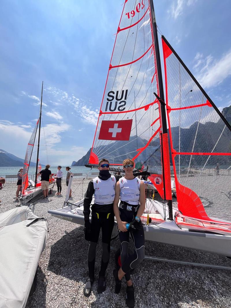 Swiss sailors Ikke Huber and Liam Berger photo copyright International 29er Class taken at  and featuring the 29er class