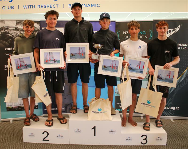 Boys 29er Medalists - Predictwind Youth NZ Nationals - Manly SC - September 2025 photo copyright Insight Media taken at Manly Sailing Club and featuring the 29er class