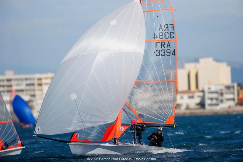 2026 29er EuroCup 4 - Carnon - Day 2 photo copyright Robin Christol taken at Yacht Club de Mauguio Carnon and featuring the 29er class