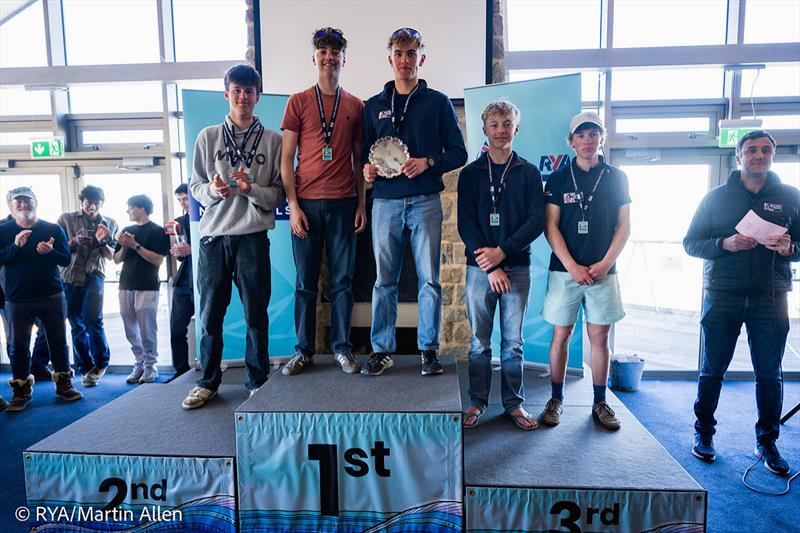 Male Podium in the 29ers at the 2026 RYA Youth Nationals - photo © RYA / Martin Allen