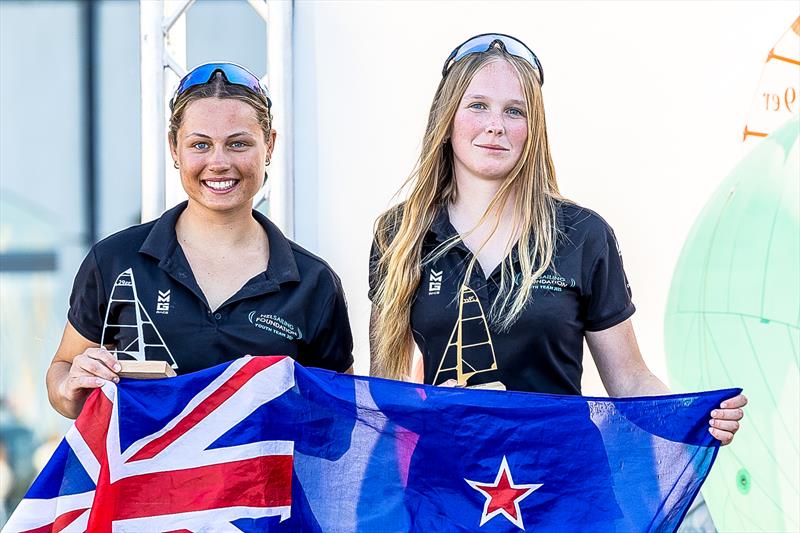 Jess Handley and Bella Jenkins - 29er World Championship - Kiel, Germany. Thursday July 9, 2026 photo copyright Sander van der Borch taken at Wakatere Boating Club and featuring the 29er class