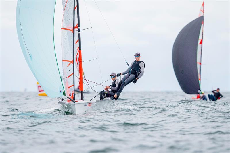 The Kiwi duo George Lee Rush and Sebastian Menzies scoring bullets in a row again at Kiel Week's 29er Euro Cup photo copyright Sascha Klahn / Kieler Woche taken at Kieler Yacht Club and featuring the 29erxx class