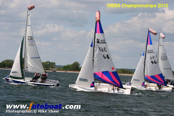 NSSA Championships 2010 at Farmoor Reservoir photo copyright Mike Shaw / www.fotoboat.com taken at Oxford Sailing Club and featuring the 405 class