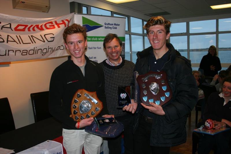 Ben Hazeldine and Rhos Hawes with Marcus Lawson at the 420 CurraDinghy End of Season Championships photo copyright Mike Riley taken at Grafham Water Sailing Club and featuring the 420 class