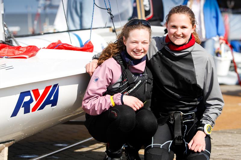 Jenny Smallwood and Danielle Thomas at the RYA Youth Nationals photo copyright Paul Wyeth / RYA taken at Weymouth & Portland Sailing Academy and featuring the 420 class