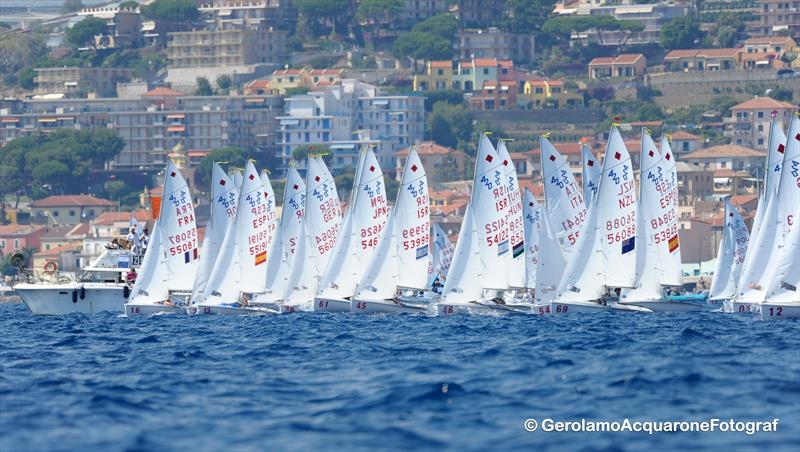 Racing on day 2 of the 420 Worlds in Sanremo photo copyright Gerolamo Acquarone taken at Yacht Club Sanremo and featuring the 420 class