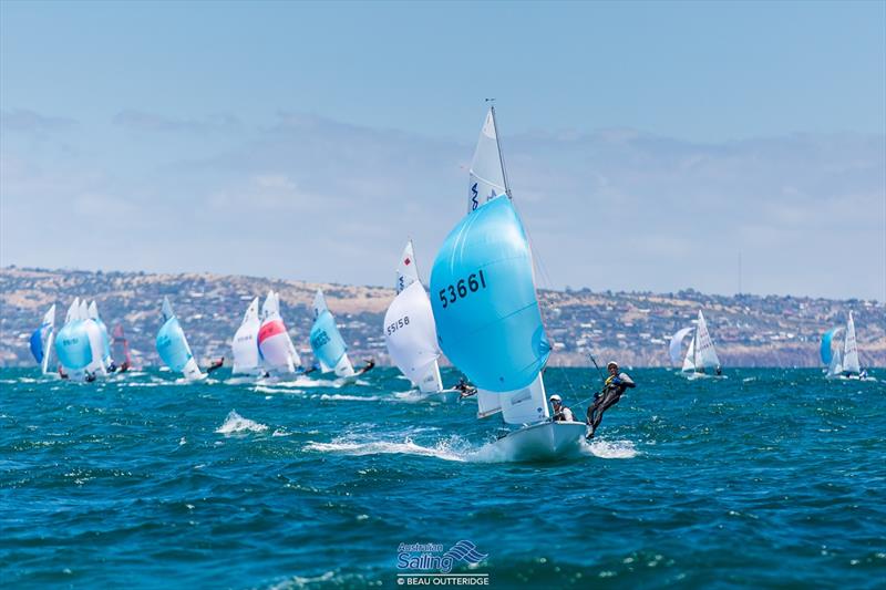 Australian Youth Championship 2017 day 1 at Adelaide photo copyright Beau Outteridge / Australian Sailing taken at Adelaide Sailing Club and featuring the 420 class