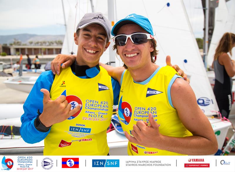 Demetrio SPOSATO and Gabriele CENTRONE (ITA) on day 3 of the 420 Open European Championships in Athens - photo © Nikos Alevromytis / AleN