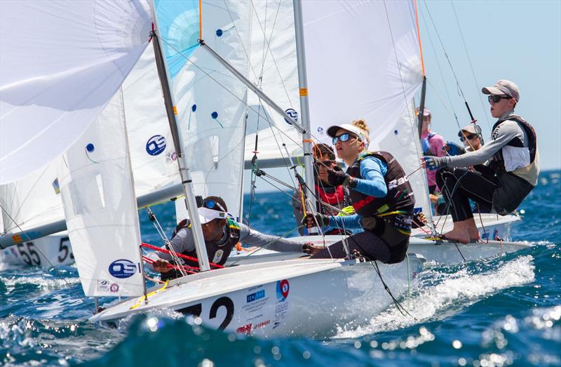 Asenathi JIM and Elsje DIJKSTRA (RSA) on day 4 of the 420 Open European Championships in Athens photo copyright Nikos Alevromytis / AleN taken at Nautical Club of Tzitzifies Kallithea and featuring the 420 class